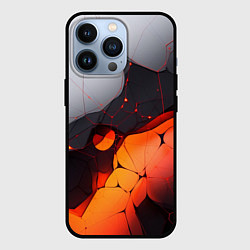 Чехол для iPhone 13 Pro Объемная плита с красной лавой иллюстрация, цвет: 3D-черный