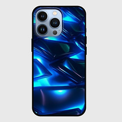 Чехол для iPhone 13 Pro Синие абстрактные неоновые плиты, цвет: 3D-черный