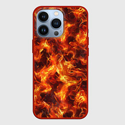 Чехол для iPhone 13 Pro Текстура элементаля огня, цвет: 3D-красный
