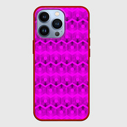Чехол для iPhone 13 Pro Геометрический узор цвета фуксия, цвет: 3D-красный