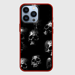 Чехол для iPhone 13 Pro Черепа с подтеками, цвет: 3D-красный