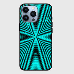 Чехол для iPhone 13 Pro Гипнотический круг чёрно-голубой, цвет: 3D-черный
