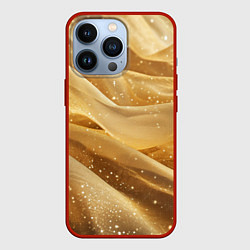 Чехол для iPhone 13 Pro Золотистая текстура с блестками, цвет: 3D-красный