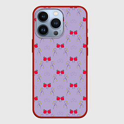 Чехол для iPhone 13 Pro Ягоды на сиреневом, цвет: 3D-красный