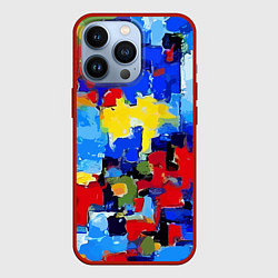 Чехол для iPhone 13 Pro Смелые мазки яркой краски - нейросеть, цвет: 3D-красный