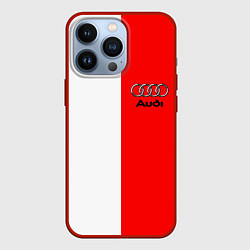 Чехол для iPhone 13 Pro AUDI logo полосы, цвет: 3D-красный