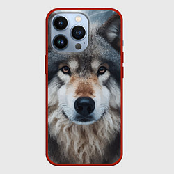 Чехол для iPhone 13 Pro Волк в лесу - первый снег, цвет: 3D-красный