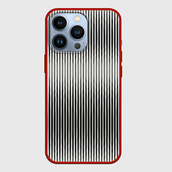 Чехол для iPhone 13 Pro Серые вертикальные линии, цвет: 3D-красный