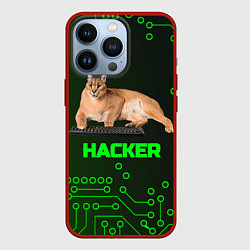 Чехол для iPhone 13 Pro Кот Шлепа хакер, цвет: 3D-красный