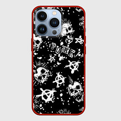 Чехол для iPhone 13 Pro Панк черепа - анархия, цвет: 3D-красный