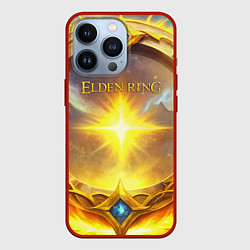 Чехол для iPhone 13 Pro Elden Ring лого и волшебное золотое кольцо, цвет: 3D-красный
