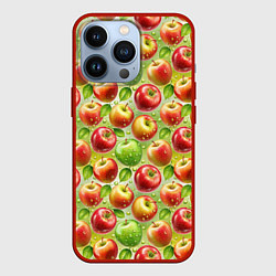 Чехол для iPhone 13 Pro Натуральные яблоки паттерн, цвет: 3D-красный