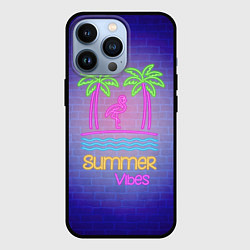 Чехол для iPhone 13 Pro Неоновые пальмы и фламинго summer vibes, цвет: 3D-черный