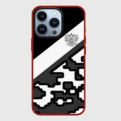 Чехол для iPhone 13 Pro Россия камуфляж текстура, цвет: 3D-красный