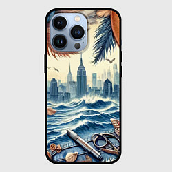 Чехол для iPhone 13 Pro Коллаж с видом Нью-Йорка - нейросеть, цвет: 3D-черный