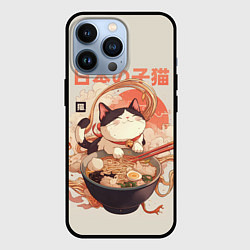 Чехол для iPhone 13 Pro Ramen and the cat, цвет: 3D-черный