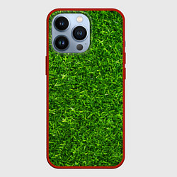 Чехол для iPhone 13 Pro Текстура газона, цвет: 3D-красный