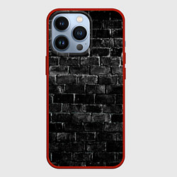 Чехол для iPhone 13 Pro Текстура темного кирпича, цвет: 3D-красный