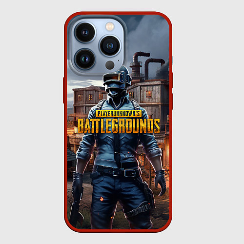 Чехол iPhone 13 Pro PUBG персонаж из игры / 3D-Красный – фото 1