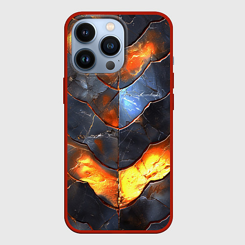 Чехол iPhone 13 Pro Горящая чешуя / 3D-Красный – фото 1