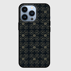 Чехол для iPhone 13 Pro Орнамент из компаса вегвизир и узла оберега, цвет: 3D-черный