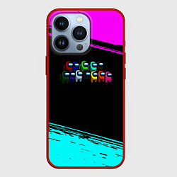 Чехол для iPhone 13 Pro Among us neon colors, цвет: 3D-красный