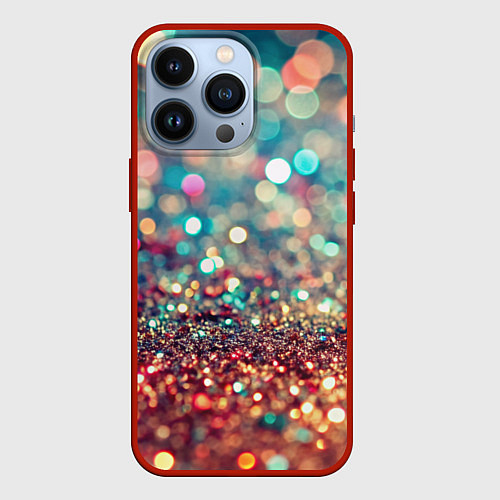 Чехол iPhone 13 Pro Блестяшки боке / 3D-Красный – фото 1