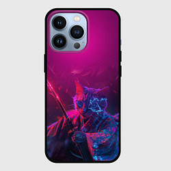 Чехол для iPhone 13 Pro Кот самурай с катаной киберпанк, цвет: 3D-черный