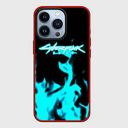 Чехол для iPhone 13 Pro Cyberpunk neon flame, цвет: 3D-красный