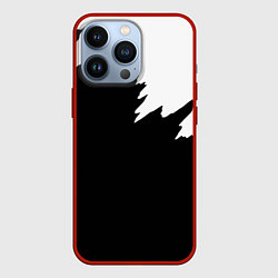 Чехол для iPhone 13 Pro Просто краска черно белая, цвет: 3D-красный