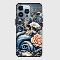 Чехол для iPhone 13 Pro Стимпанк композиция с черепом, цвет: 3D-черный