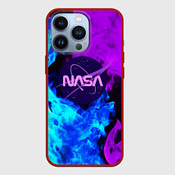 Чехол для iPhone 13 Pro NASA neon flame, цвет: 3D-красный