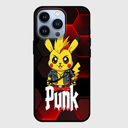 Чехол для iPhone 13 Pro Пикачу панк на фоне красных плит, цвет: 3D-черный