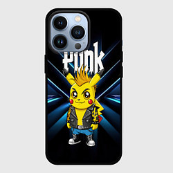 Чехол для iPhone 13 Pro Пикачу панк в косухе, цвет: 3D-черный