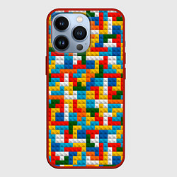Чехол для iPhone 13 Pro Разноцветные квадратные плитки, цвет: 3D-красный