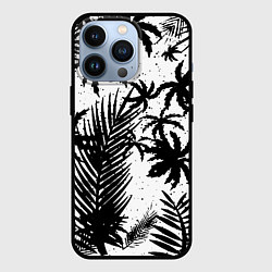 Чехол для iPhone 13 Pro Чёрно белые пальмы, цвет: 3D-черный