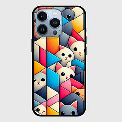 Чехол для iPhone 13 Pro Geometric pattern with kittens - ai art, цвет: 3D-черный