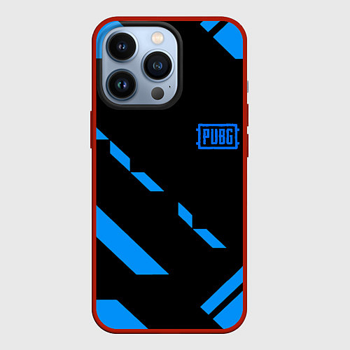 Чехол iPhone 13 Pro PUBG blue geometry / 3D-Красный – фото 1