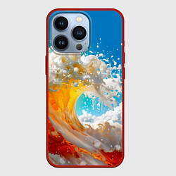 Чехол для iPhone 13 Pro Море пива - большая волна, цвет: 3D-красный