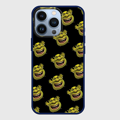 Чехол iPhone 13 Pro Паттерн - Шрек / 3D-Тёмно-синий – фото 1