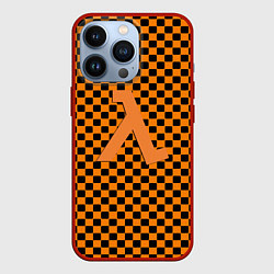 Чехол для iPhone 13 Pro Half life клетка оранжевая, цвет: 3D-красный