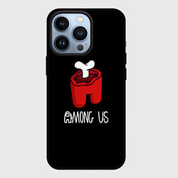 Чехол для iPhone 13 Pro Among us logo red, цвет: 3D-черный