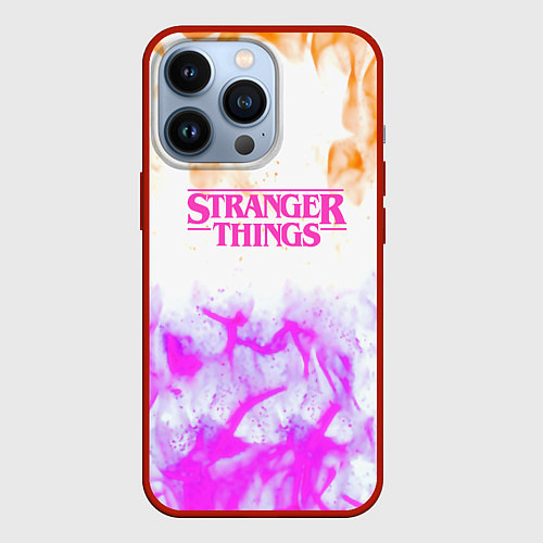 Чехол iPhone 13 Pro Очень странные дела огонь неоновый / 3D-Красный – фото 1