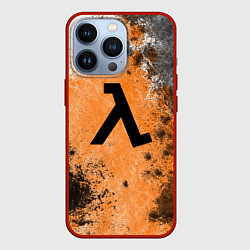 Чехол для iPhone 13 Pro Half life оранжевые краски, цвет: 3D-красный