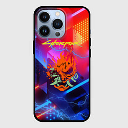 Чехол для iPhone 13 Pro Cyberpunk logo - neon geometry, цвет: 3D-черный