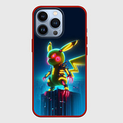 Чехол для iPhone 13 Pro Кибер Пикачу охотник с когтями - неоновое свечение, цвет: 3D-красный