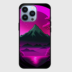 Чехол для iPhone 13 Pro Темная гора в фиолетовом закате Япония, цвет: 3D-черный