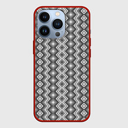 Чехол для iPhone 13 Pro Серый вертикальный узор зиг заг, цвет: 3D-красный