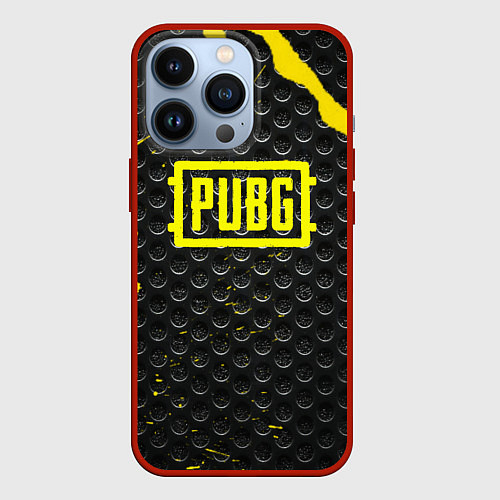 Чехол iPhone 13 Pro PUBG броня краски / 3D-Красный – фото 1