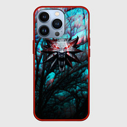 Чехол для iPhone 13 Pro The Witcher logo night, цвет: 3D-красный